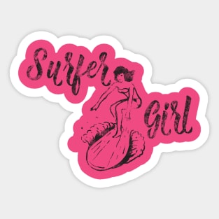 Retro Surfer Girl Summer Beach T-Shirt Sticker